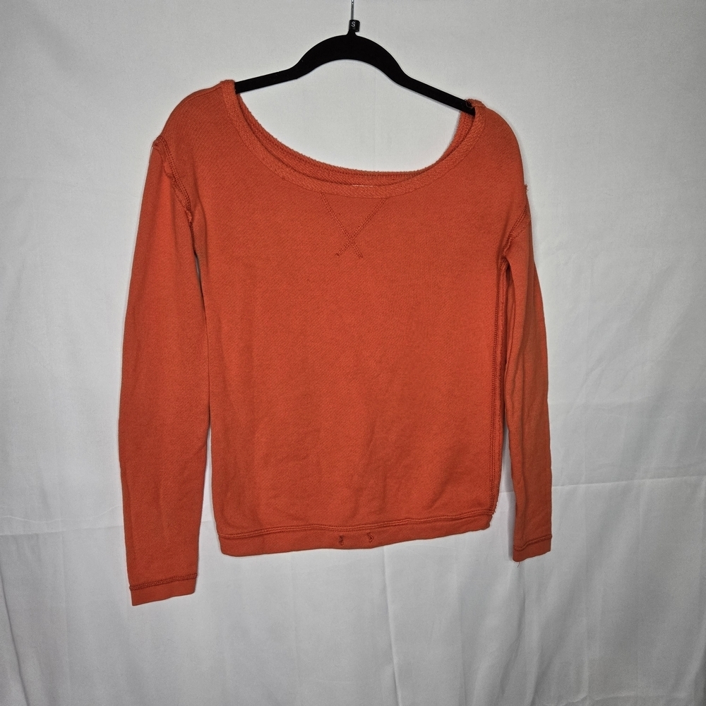 XS Aerie Women’s Cozy Burnt Orange Pullover Sweatshirt Missimg Drawstring Fall